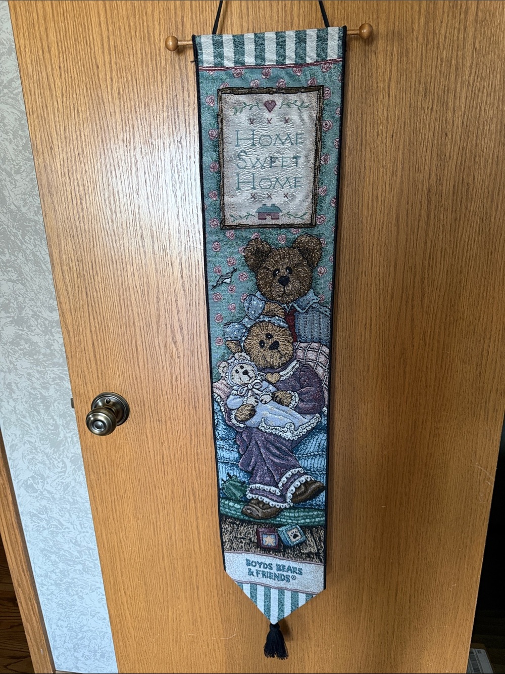 Boyds Bears Teal, Brown, Cream Tapestry Banner